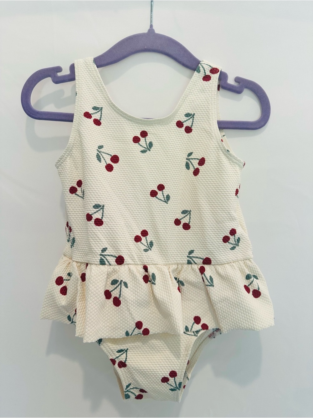 H&M Cream Baby Swimsuit with Red Cherry Print